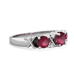 Ruby Hugs And Kisses 14K White Gold ring R5016