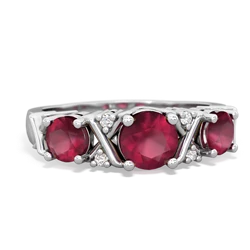 Ruby Hugs And Kisses 14K White Gold ring R5016