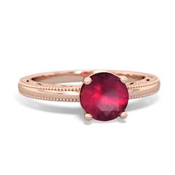Ruby Milgrain Filigree 14K Rose Gold ring R5090