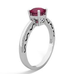 Ruby Milgrain Filigree 14K White Gold ring R5090