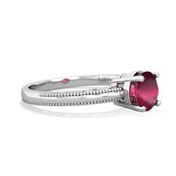 Ruby Milgrain Filigree 14K White Gold ring R5090