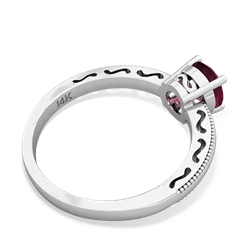 Ruby Milgrain Filigree 14K White Gold ring R5090