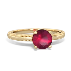 Ruby Milgrain Filigree 14K Yellow Gold ring R5090