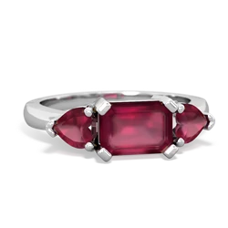 Ruby Three Stone 14K White Gold ring R5235