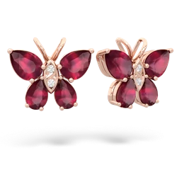 Ruby Butterfly 14K Rose Gold earrings E2215