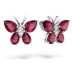 Ruby Butterfly 14K White Gold earrings E2215