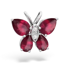 Ruby Butterfly 14K White Gold pendant P2215