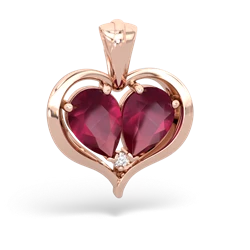 Ruby Two Become One 14K Rose Gold pendant P5330