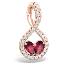 Ruby Pave Twist 'One Heart' 14K Rose Gold pendant P5360