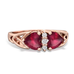 Ruby Celtic Knot Double Heart 14K Rose Gold ring R5040