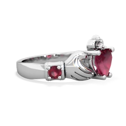 Lab Pink Sapphire Claddagh Keepsake 14K White Gold ring R5245