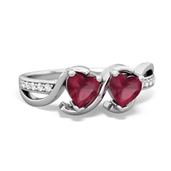 Ruby Side By Side 14K White Gold ring R3090