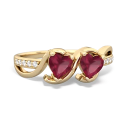 Ruby Side By Side 14K Yellow Gold ring R3090