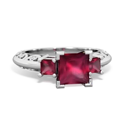 Garnet Eternal Embrace Engagement 14K White Gold ring C2001