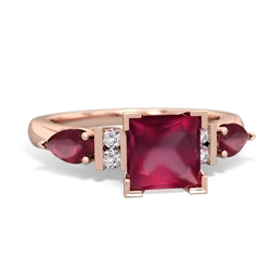 Garnet 6Mm Princess Eternal Embrace Engagement 14K Rose Gold ring C2002