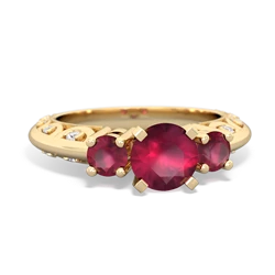 Ruby Art Deco Eternal Embrace Engagement 14K Yellow Gold ring C2003