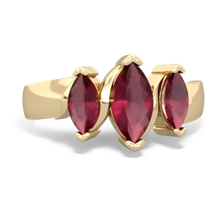 Amethyst Three Peeks 14K Yellow Gold ring R2433