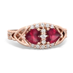 Ruby Sparkling Celtic Knot 14K Rose Gold ring R2645