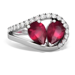 Ruby Nestled Heart Keepsake 14K White Gold ring R5650