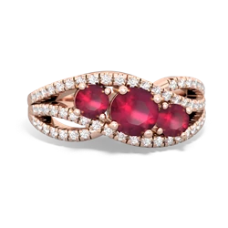 Ruby Three Stone Aurora 14K Rose Gold ring R3080