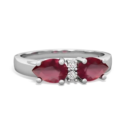 Ruby Pear Bowtie 14K White Gold ring R0865