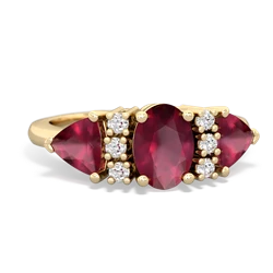 Lab Pink Sapphire Antique Style Three Stone 14K Yellow Gold ring R2186