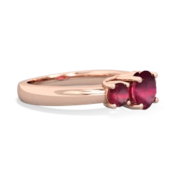 Pink Tourmaline Three Stone Round Trellis 14K Rose Gold ring R4018