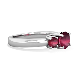 Lab Pink Sapphire Three Stone Round Trellis 14K White Gold ring R4018