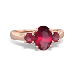 Ruby Three Stone Oval Trellis 14K Rose Gold ring R4024