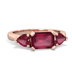 Pink Tourmaline Three Stone 14K Rose Gold ring R5235