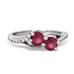 Ruby Infinity Pave Two Stone 14K White Gold ring R5285