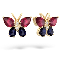 Ruby Butterfly 14K Yellow Gold earrings E2215