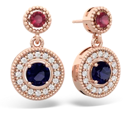 Ruby Halo Dangle 14K Rose Gold earrings E5319