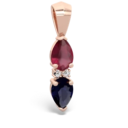 Ruby Bowtie Drop 14K Rose Gold pendant P0865