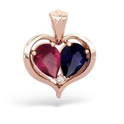 Ruby Two Become One 14K Rose Gold pendant P5330