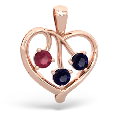 Ruby Glowing Heart 14K Rose Gold pendant P2233