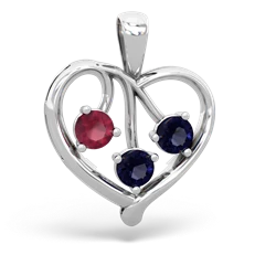 Ruby Glowing Heart 14K White Gold pendant P2233