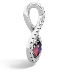 Ruby Pave Twist 'One Heart' 14K White Gold pendant P5360