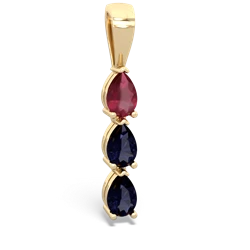 Ruby Dew Drops 14K Yellow Gold pendant P2251