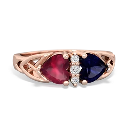 Ruby Celtic Knot Double Heart 14K Rose Gold ring R5040