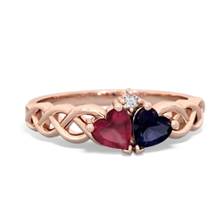 Ruby Heart To Heart Braid 14K Rose Gold ring R5870