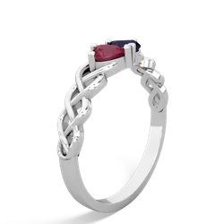 Ruby Heart To Heart Braid 14K White Gold ring R5870