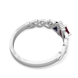 Ruby Heart To Heart Braid 14K White Gold ring R5870