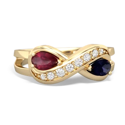 Ruby Diamond Infinity 14K Yellow Gold ring R5390