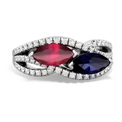 Ruby Diamond Rivers 14K White Gold ring R3070