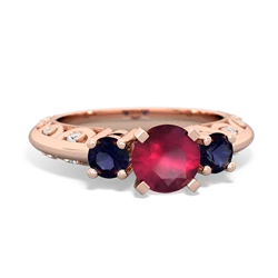 Ruby Art Deco Eternal Embrace Engagement 14K Rose Gold ring C2003