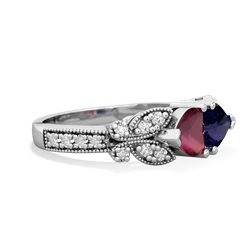 Ruby Diamond Butterflies 14K White Gold ring R5601