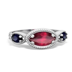 Ruby Milgrain Marquise 14K White Gold ring R5700