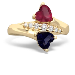 Ruby Heart To Heart 14K Yellow Gold ring R2064