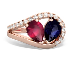 Ruby Nestled Heart Keepsake 14K Rose Gold ring R5650